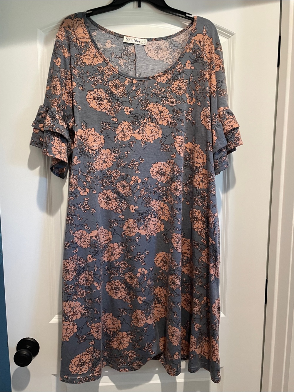 Floral Dress in Dusty Gray & Blush